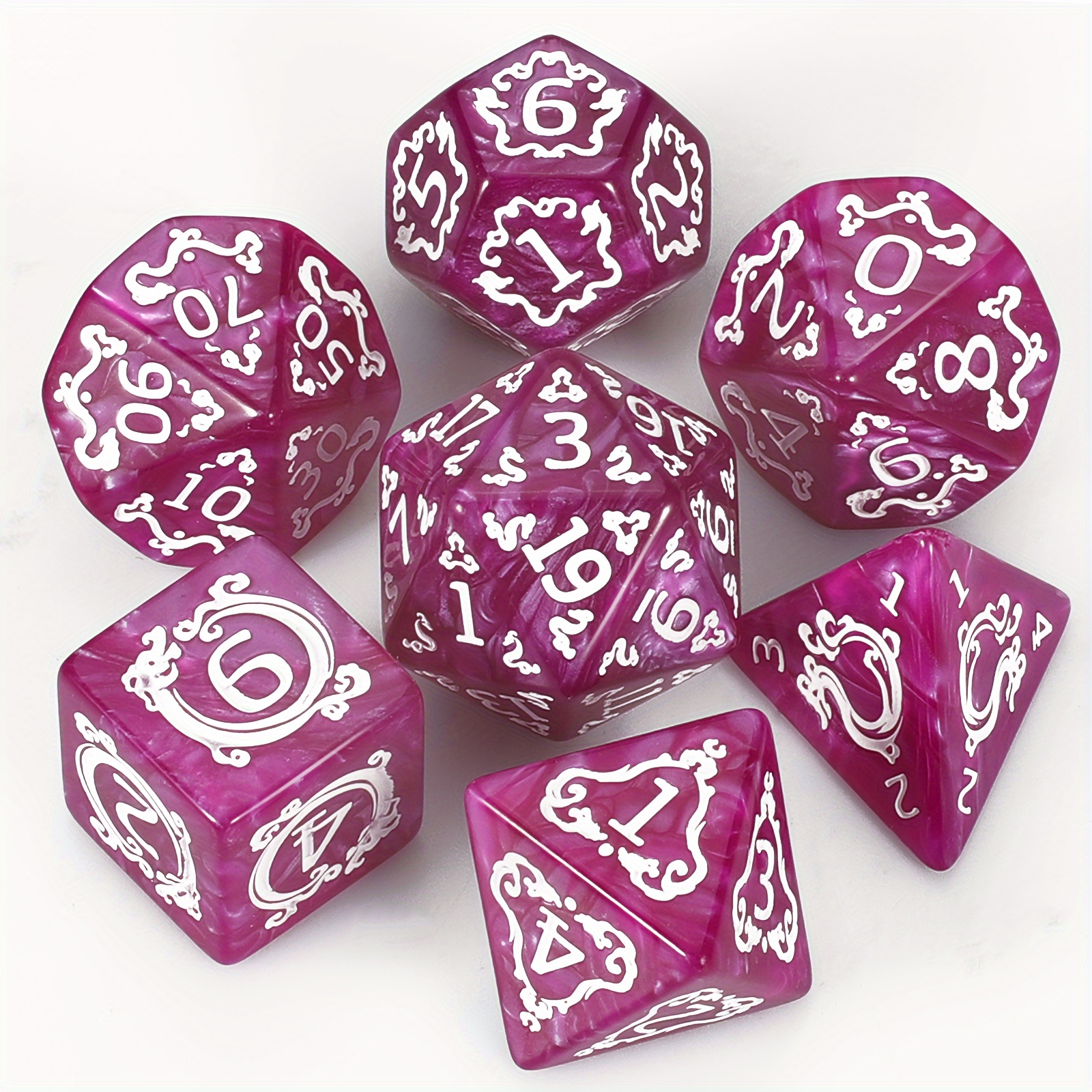 Premium Polyhedral Dice Set (7pcs) with Drawstring Bag